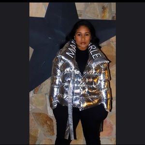 Metallic Silver Farrah Bomber